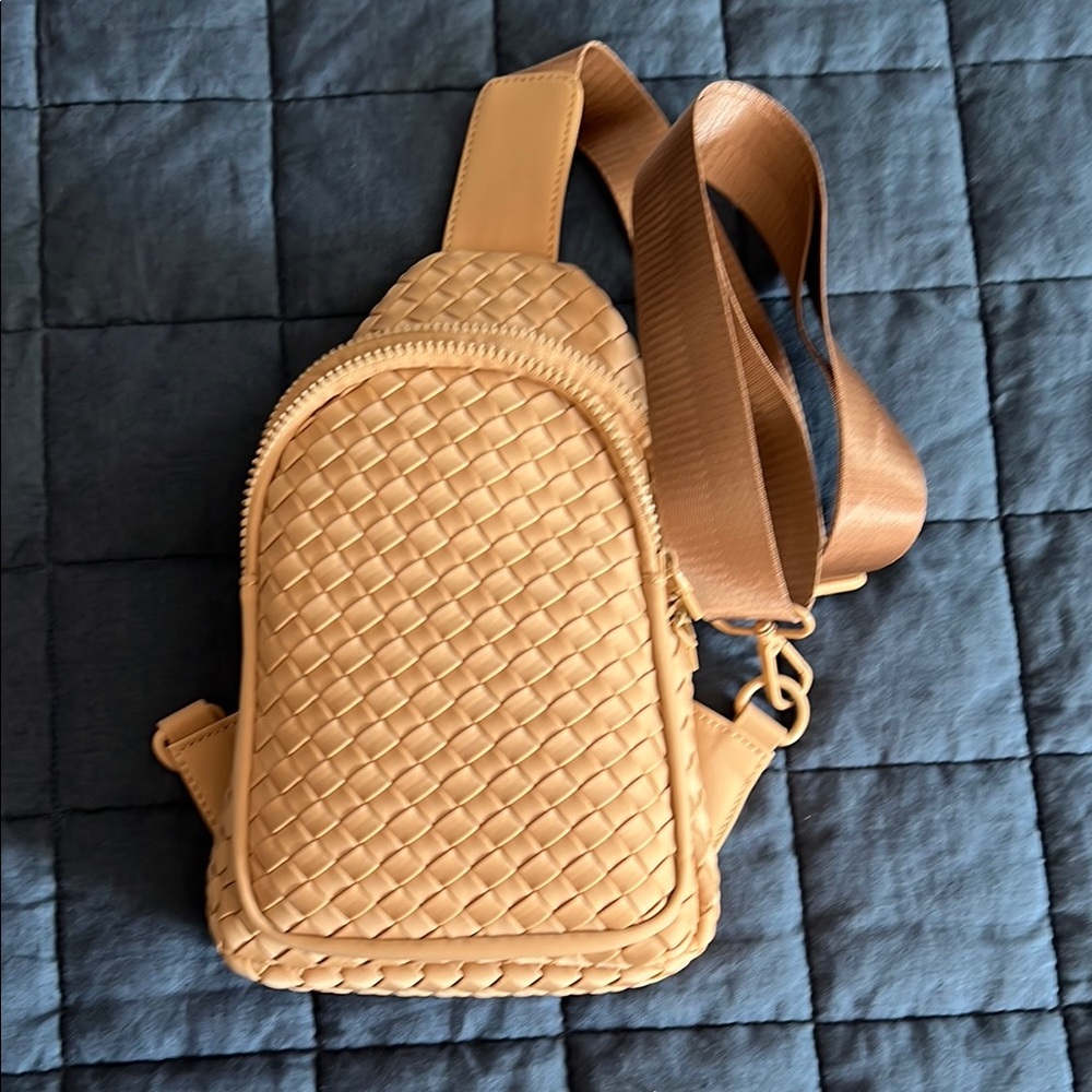 Tan Woven Crossbody Bag